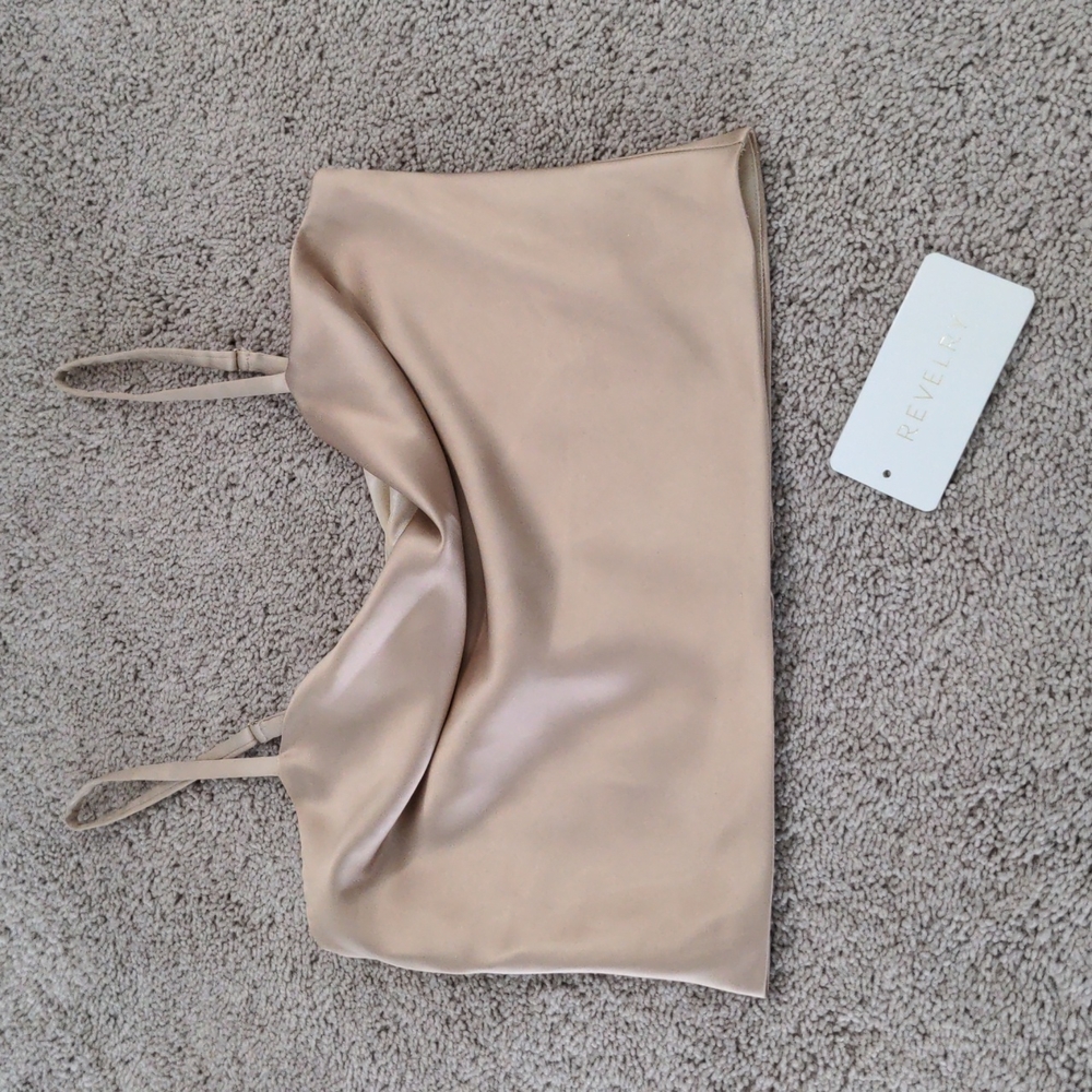 Revelry size 4 Flynn satin top in champagne gold